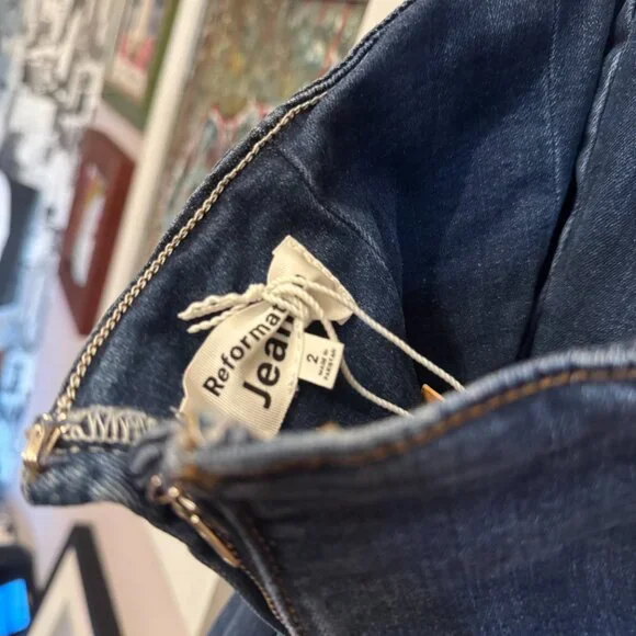 NWT The Reformation Evita Denim Halter Dress SIMCOE Size 2 - Picture 6 of 6